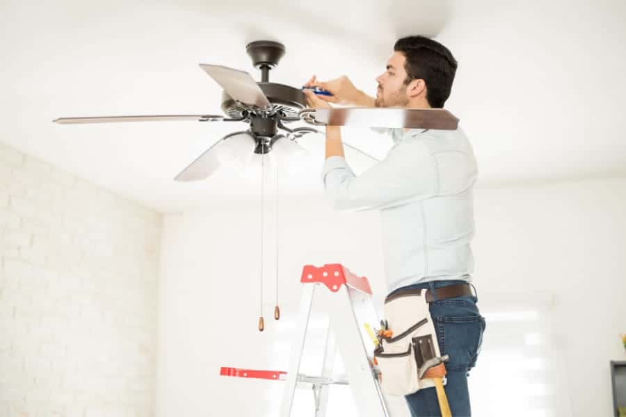 installing a designer ceiling fan