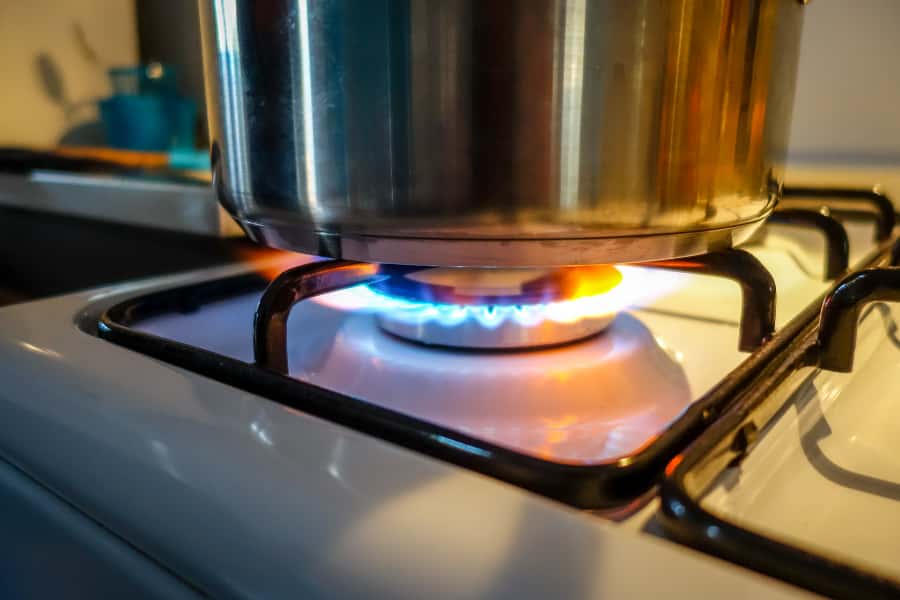 cooking on gas stove
