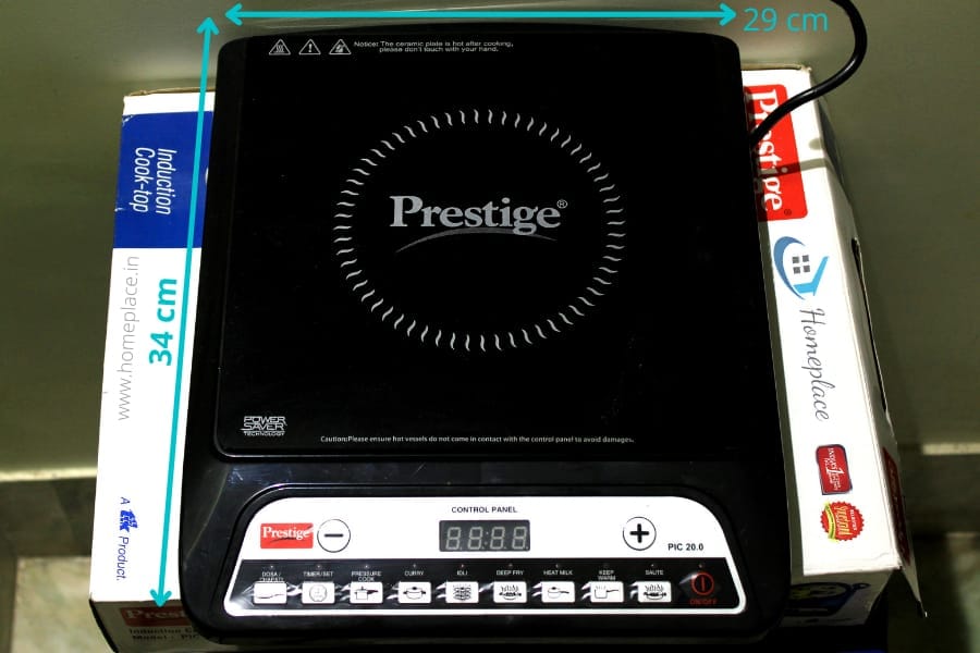 size of Prestige PIC 20 Induction Cooktop