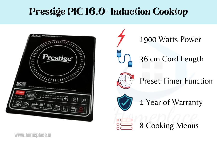 Key Features Of Prestige PIC 16.0+ Induction Cooktop
