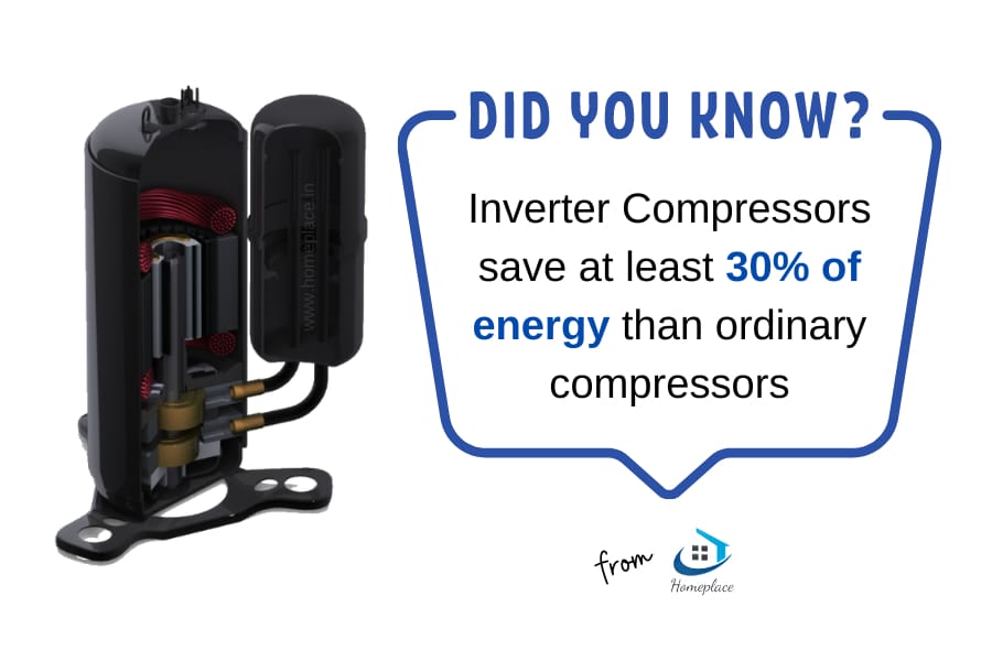 inverter compressors save at least 30% more energy than ordinary compressors