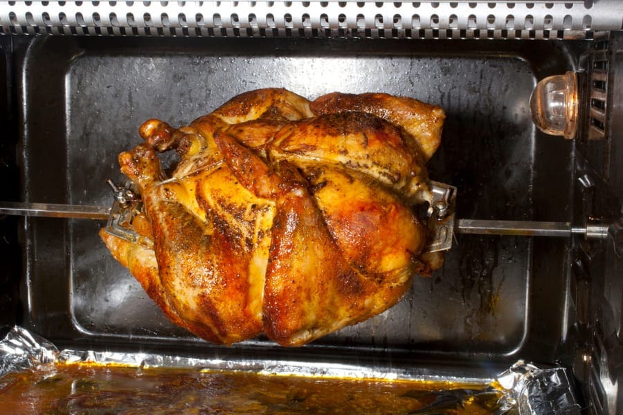 grilling chicken using Rotisserie in OTG oven