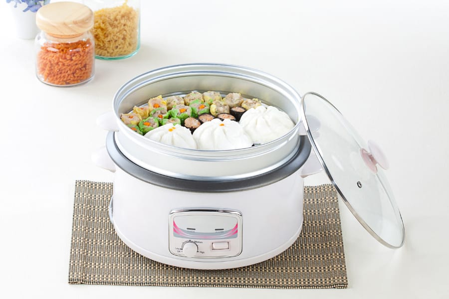 using rice cooker as steamer with the steamer basket